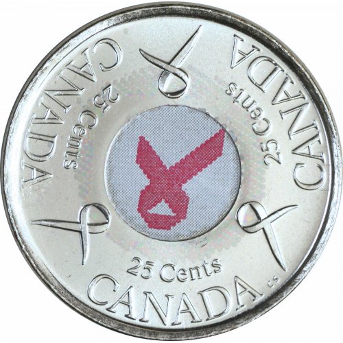 2006P Canadian 25Cent Pink Ribbon, Breast Cancer Awareness Quarter